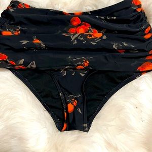 COCOSHIP Women's Size 6 Floral Print Retro High Waisted Bikini Swim Bottom
